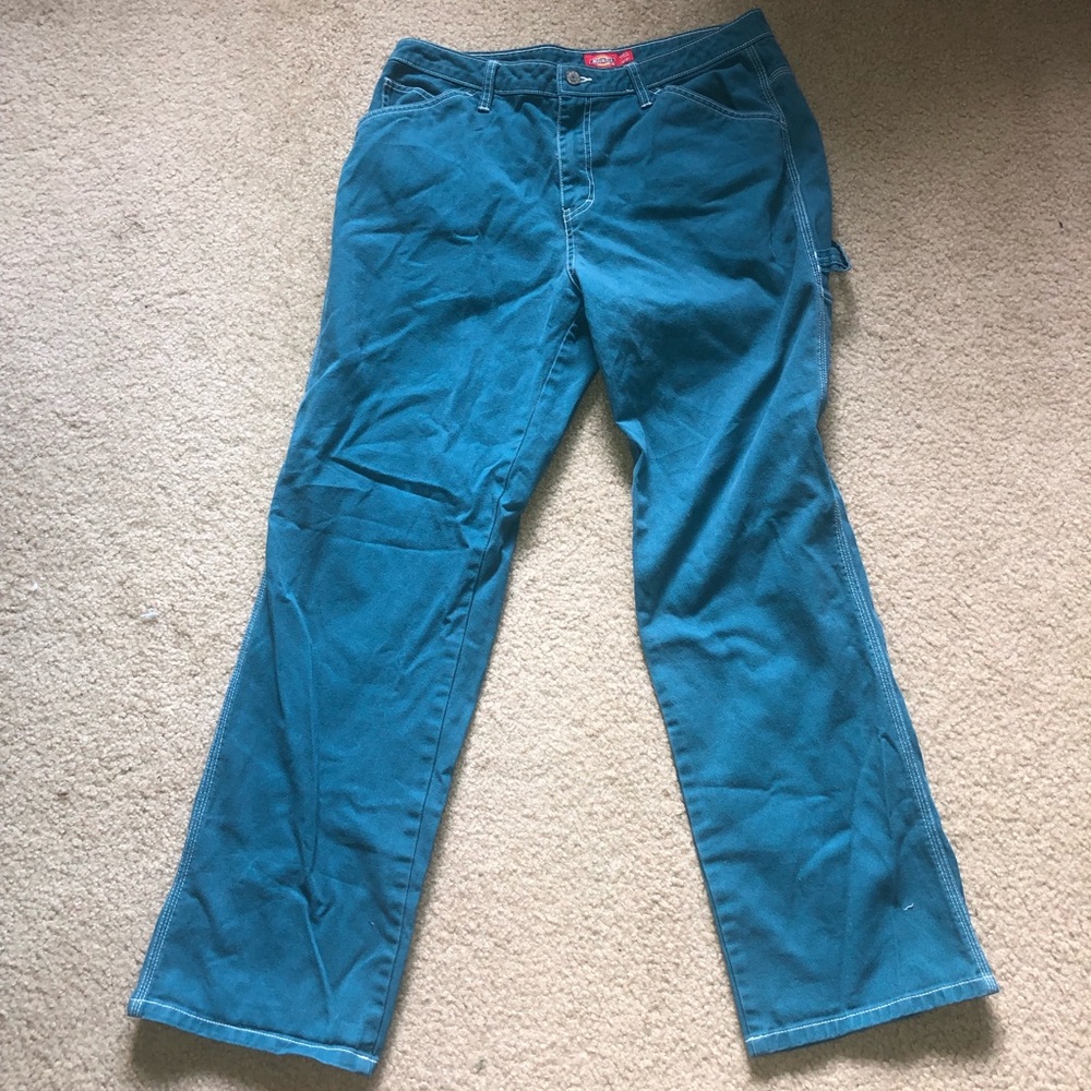 Dickies from urban outfitters baggy carpenter pants, bluish green color, size 31